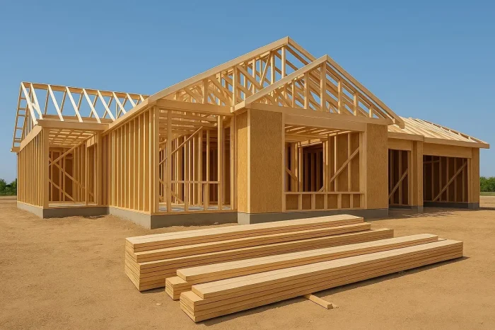 residential home-construction wood frame lumber