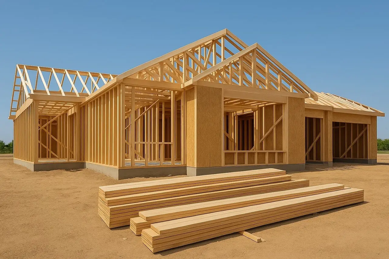 residential home-construction wood frame lumber
